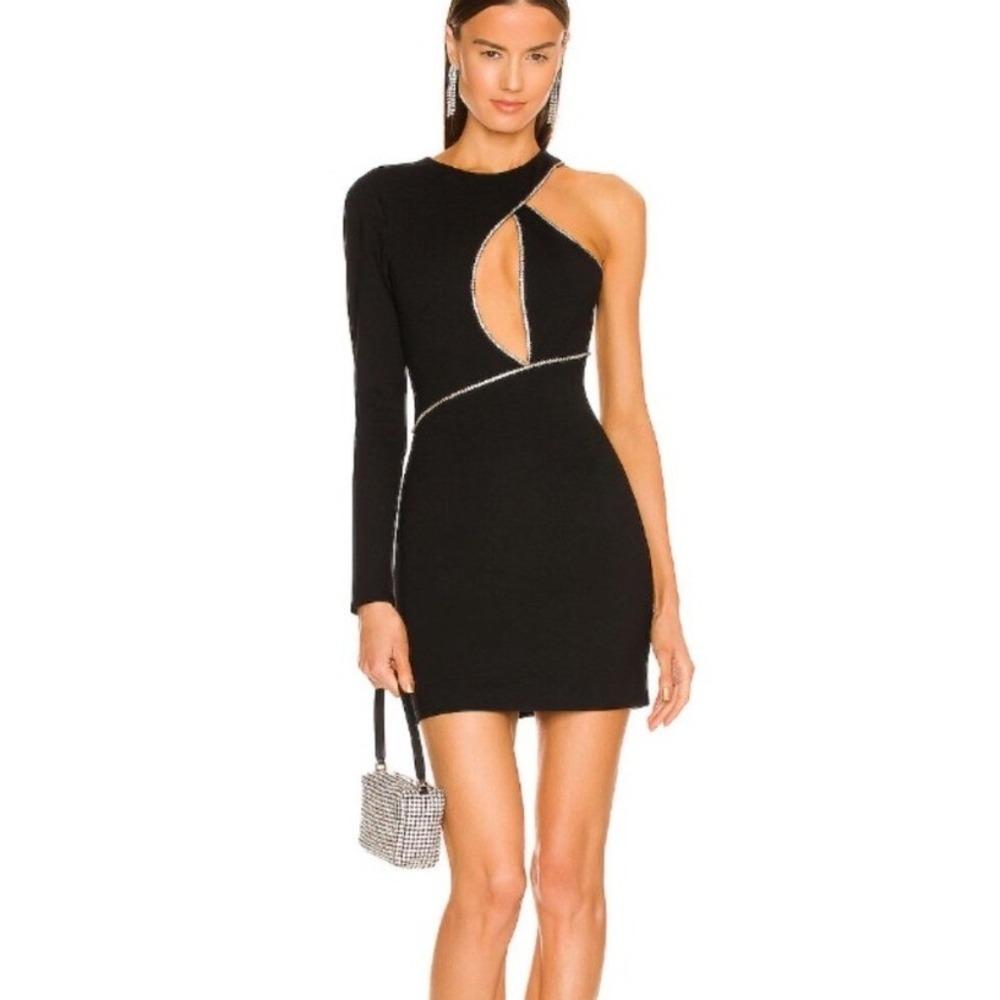 NBD‎ Black Nevaeh Asymmetrical One Sleeve Cut Out Mini Dress Medium